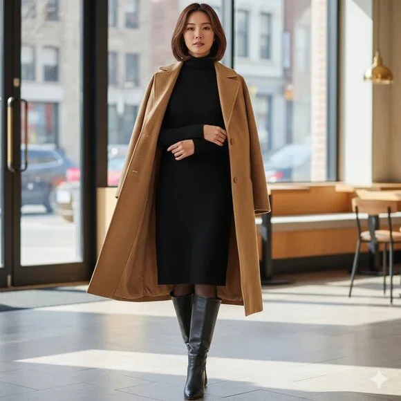 Brave Soul ASOS Camel Brown Wool Blend Dixie Coat 14 Longline Oversized Neutral - Picture 13 of 13